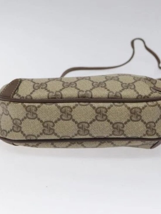 GUCCI GG Supreme Web Sherry Line Shoulder Bag PVC Beige 156 02 066 Auth BD958 - Picture 5 of 15